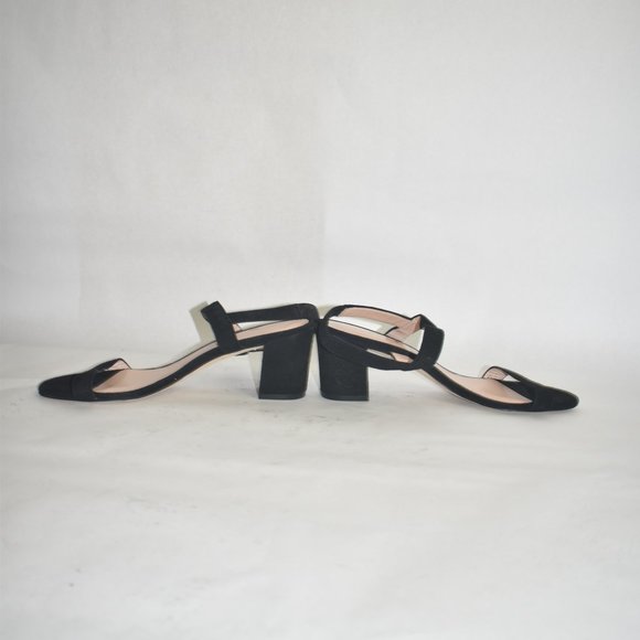 STUART WEITZMAN SIMPLE ELASTIC Strap Sandal BLACK SUEDE NUDIST 10 (D4) - Picture 4 of 6